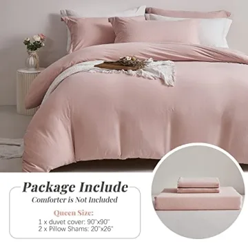 MILDLY Pink Duvet Cover Set with Zipper & Ties 3 Pieces