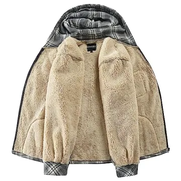 Elesuit Men's Warm Flannel Hoodie Jacket for Winter