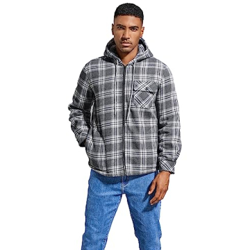 Elesuit Men's Warm Flannel Hoodie Jacket for Winter