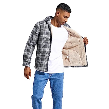 Elesuit Men's Warm Flannel Hoodie Jacket for Winter