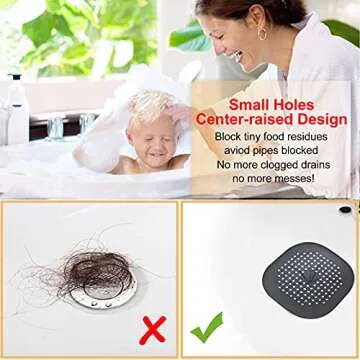 Hair Drain Catcher with Suction Cup - 2 Pack for Easy Use