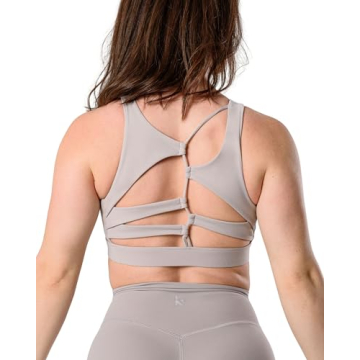 Kamo Fitness Featherlite Nora High Impact Sports Bras for Women - High Neck Workout Crop Top with Bu...