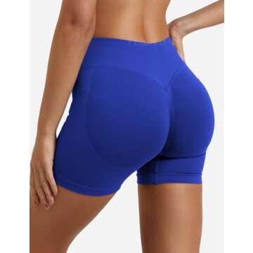 YEOREO Women Workout Gym Impact Shorts Elieen Hidden Scrunch Butt Lifting Mid Low Waist 3.6"/4.5"/6" Seamless Shorts Dark Blue M