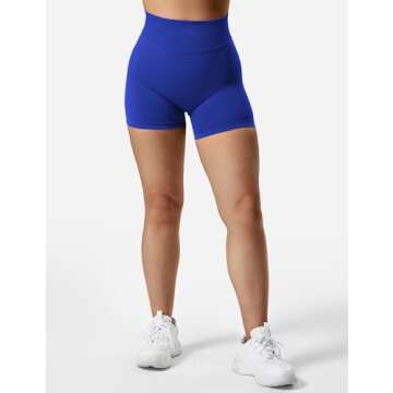 YEOREO Women Workout Gym Impact Shorts Elieen Hidden Scrunch Butt Lifting Mid Low Waist 3.6"/4.5"/6" Seamless Shorts Dark Blue M