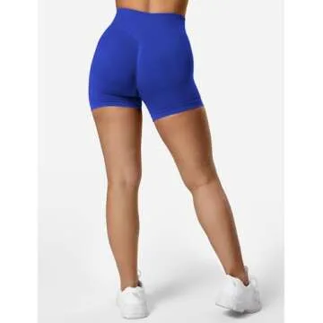 YEOREO Women Workout Gym Impact Shorts Elieen Hidden Scrunch Butt Lifting Mid Low Waist 3.6"/4.5"/6" Seamless Shorts Dark Blue M