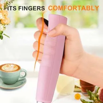 YUSWKO Pink Milk Frother Handheld with 3 Heads, Coffee Whisk Drink Foam Mixer with USB Rechargeable 3 Speeds, Electric Hand Frother for Latte, Cappuccino, Hot Chocolate, Egg