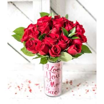 DELIVERY BY FRIDAY, 1/31 GUARANTEED IF ORDER PLACED BY 1/30 BEFORE 2PM EST From You Flowers - Two Dozen Long Stemmed Red Roses with Glass Vase (Fresh Flower Bouquets) Birthday, Anniversary,