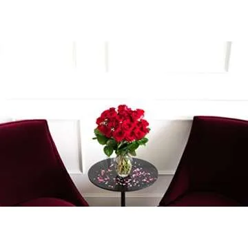 24 Long-Stemmed Red Roses with Elegant Glass Vase