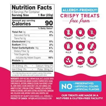 Blake’s Seed Based Crispy Treats – Birthday Cake (6 Count), Nut Free, Gluten Free, Dairy Free & Vegan, Healthy Snacks for Kids or Adults, School Safe, Low Calorie Organic Fruit Flavored Snack