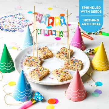 Blake’s Seed Based Crispy Treats – Birthday Cake (6 Count), Nut Free, Gluten Free, Dairy Free & Vegan, Healthy Snacks for Kids or Adults, School Safe, Low Calorie Organic Fruit Flavored Snack