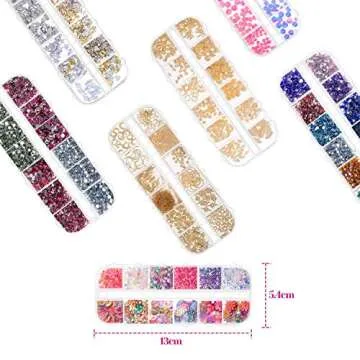 Anezus 7 Boxes Nail Rhinestones Set for Art & Decoration