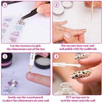 Anezus 7 Boxes Nail Rhinestones Set for Art & Decoration
