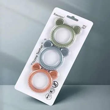 Eascrozn Baby Teething Toys for Babies 0-6 Months Set of 3, Baby Toys 6 to 12 Months, BPA Free Soft ...