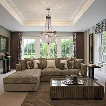 Wellmet Crystal Chandelier Lights, 9 Lights French Empire Chandelier Lighting High Ceiling Hanging Pendant Light Fixture for Dining Living Room Foyer Kitchen Bedroom, Antique Bronze 19.69'' W