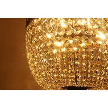 Wellmet Crystal Chandelier Lights, 9 Lights French Empire Chandelier Lighting High Ceiling Hanging Pendant Light Fixture for Dining Living Room Foyer Kitchen Bedroom, Antique Bronze 19.69'' W