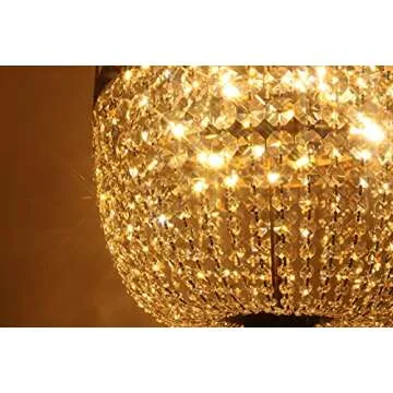 Wellmet Crystal Chandelier Lights, 9 Lights French Empire Chandelier Lighting High Ceiling Hanging Pendant Light Fixture for Dining Living Room Foyer Kitchen Bedroom, Antique Bronze 19.69'' W