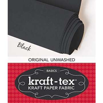 kraft-tex Black Original Unwashed: Kraft Fabric Paper, 19” x 1.5 Yard Roll