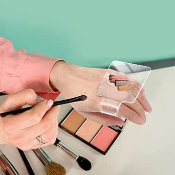 Minkissy 3pcs Makeup Hand Palette Acrylic Nail Art Manicure Palette Makeup Palette Spatula for Home Salon Professional