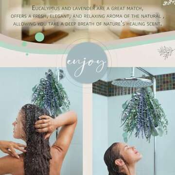 NTLPAMPA 4 Kinds Eucalyptus & Lavender Flowers Bundles for Shower |Real Eucalyptus Leaves Home Decor Shower Decor Wedding Decor (2 Pack Set - 17 inch)