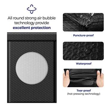 Fuxury Bubble Mailers, 10.5x16 Inch 25 Pack Padded Envelopes Self Seal Adhesive Waterproof, Large Shipping Envelopes, Padded Mailers, Bubble Bags for Mailing, Packaging, Small Business, Black#5