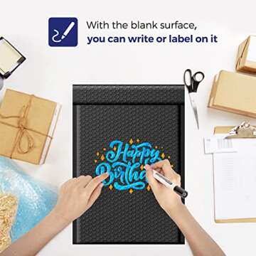 Fuxury Bubble Mailers, 10.5x16 Inch 25 Pack Padded Envelopes Self Seal Adhesive Waterproof, Large Shipping Envelopes, Padded Mailers, Bubble Bags for Mailing, Packaging, Small Business, Black#5