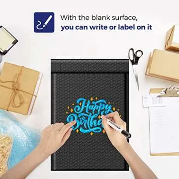Fuxury Bubble Mailers, 10.5x16 Inch 25 Pack Padded Envelopes Self Seal Adhesive Waterproof, Large Shipping Envelopes, Padded Mailers, Bubble Bags for Mailing, Packaging, Small Business, Black#5