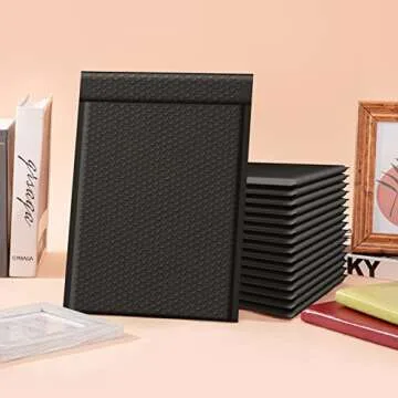 Fuxury Bubble Mailers, 10.5x16 Inch 25 Pack Padded Envelopes Self Seal Adhesive Waterproof, Large Shipping Envelopes, Padded Mailers, Bubble Bags for Mailing, Packaging, Small Business, Black#5