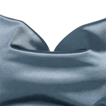 ZAFUL Women's Satin Sleeveless Spaghetti Strap Mini Dress Sexy Slip Cowl Neck Silky Cocktail Party Dresses(Blue-F, XS)