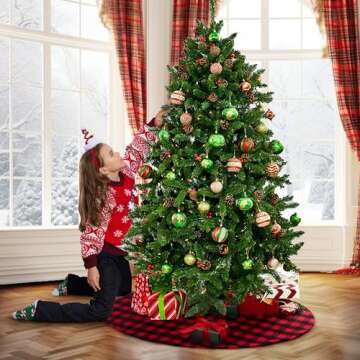 Joiedomi 36" Buffalo Plaid Christmas Tree Skirt - Red and Black Buffalo Checked Tree Skirts Mat for Xmas New Years Eve Holiday Party Outdoor Decoration