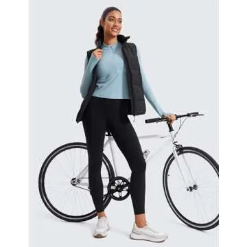 CRZ YOGA Women's Long Sleeve Crop Top Quick Dry Cropped Workout Shirts Half Quarter Zip Pullover Running Athletic Fall Shirt Light Grayish Blue Medium