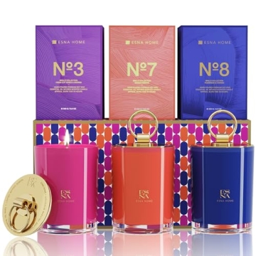 ESNA HOME Luxury Trio Seasonal Gift Set | 3 Full-Size Aromatherapy All Natural Soy Scented Candle | ...