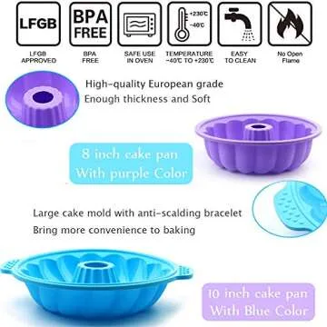 ZEMSY Silicone Round Cake Pans - Non-Stick Bakeware 8-10Inch