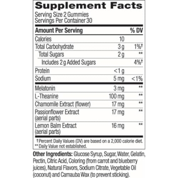 OLLY Sleep Gummy, 3 mg Melatonin, L-Theanine, Chamomile, and Lemon Balm Extracts, Blackberry Flavor, 30 Day Supply - 60 Count (Packaging May Vary)