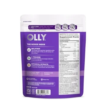 OLLY Sleep Gummy, 3 mg Melatonin, L-Theanine, Chamomile, and Lemon Balm Extracts, Blackberry Flavor, 30 Day Supply - 60 Count (Packaging May Vary)