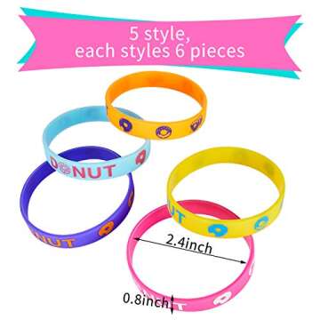 Skylety 30 Pieces Donuts Silicone Wristbands Bracelets Donut Party Bracelets for Sweet Donuts Theme ...