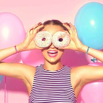 Skylety 30 Pieces Donuts Silicone Wristbands Bracelets Donut Party Bracelets for Sweet Donuts Theme Party Birthday Decoration Party Favors for Teens