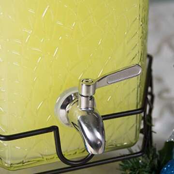 2.5 Gallon Glass Beverage Dispenser Stainless Spigot and Stand