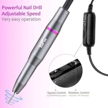 YaFex Electric Nail Drill Machine, Electric Nail File Kit Professional Manicure Pedicure Tool with Acrylic Nail Clipper, Portable E Filer for Acrylic Gel Nails, Shaping, Polishing, Filing