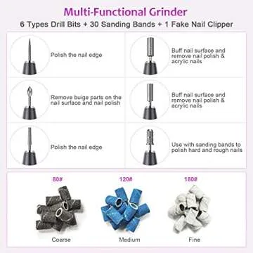 YaFex Electric Nail Drill Machine, Electric Nail File Kit Professional Manicure Pedicure Tool with Acrylic Nail Clipper, Portable E Filer for Acrylic Gel Nails, Shaping, Polishing, Filing