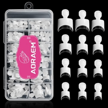 AORAEM White French Nail Tips - 120 PCS Elegant Short Acrylic Nails