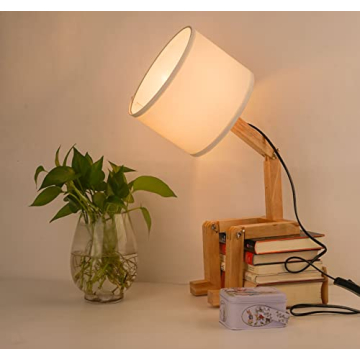ELINKUME Cute Desk Lamp - Unique Wooden Robot Design