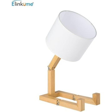 ELINKUME Cute Desk Lamp - Unique Wooden Robot Design