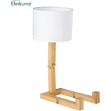 ELINKUME Cute Desk Lamp - Unique Wooden Robot Design