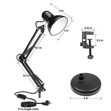 AmeriTop Adjustable Metal Desk Lamp - Durable & Chic