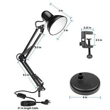 AmeriTop Adjustable Metal Desk Lamp - Durable & Chic