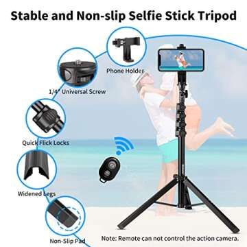 Selfie Stick Tripod & Cell Phone Tripod - All in One Solution for Everyone
