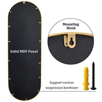 VVK Gold Full Length Oval Mirror for Wall, 47" Antique Mirror, Mirror Circle with Gold Metal Frame, Wall Mounted Mirror Perfect for Your Kitchen, Bedroom, Living Room and Hallway