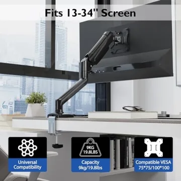 BONTEC Adjustable Monitor Desk Mount for 13 to 34 Inch Screens
