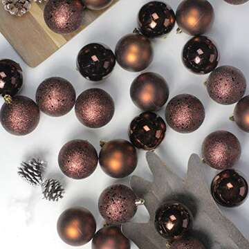 Northlight 60ct Mocha Brown Shatterproof Christmas Ornaments
