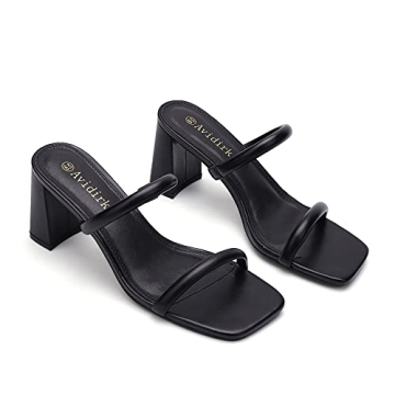 Avidirk Women's Stylish Square Open Toe Heeled Sandals